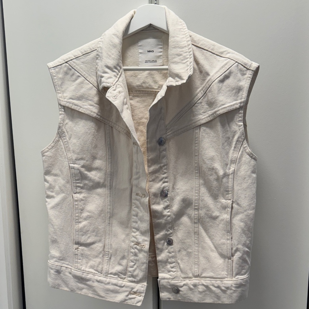 Mango Off White Denim Vest
